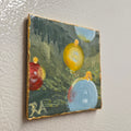 Christmas Ornaments on Pine Banches.  2.5x2.5 in Tiny Hand-painted Magnet.