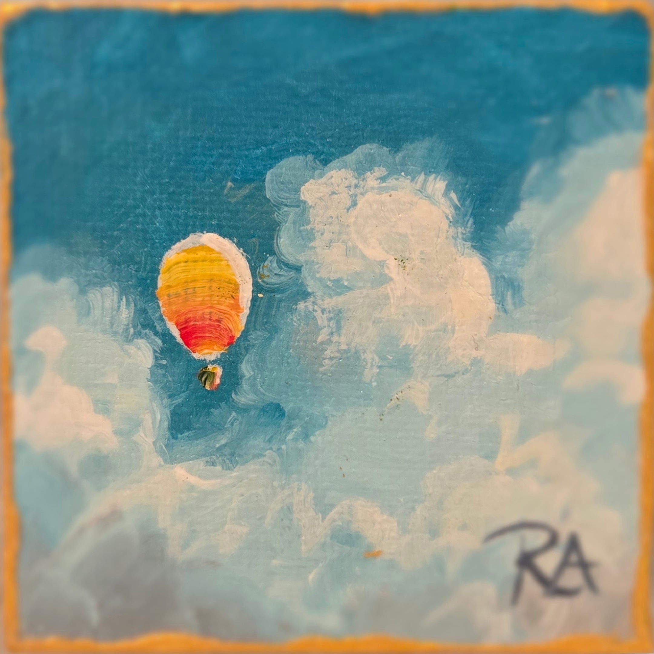 Candy Corn Balloon.  2.5x2.5 in Tiny Hand-painted Magnet.