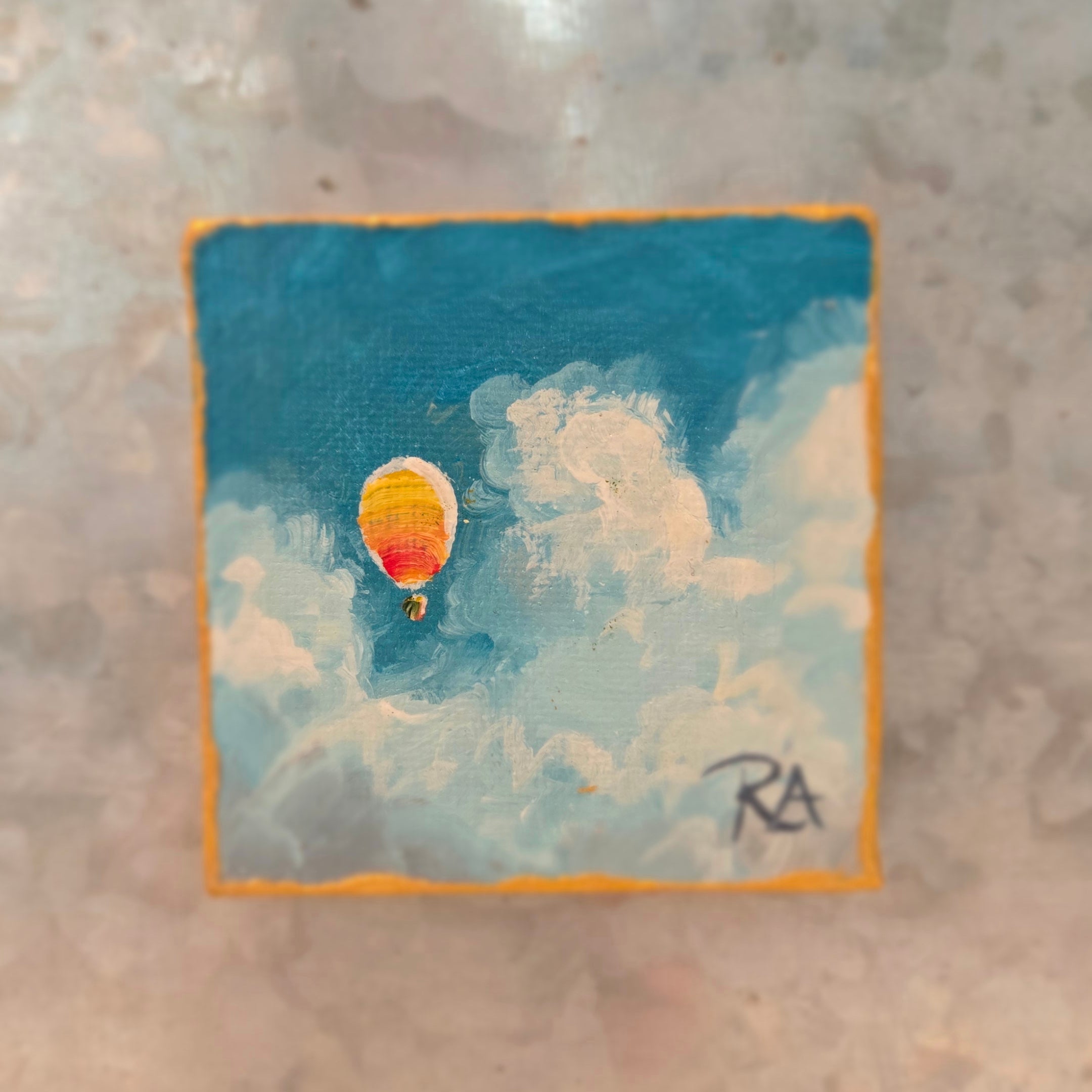 Candy Corn Balloon.  2.5x2.5 in Tiny Hand-painted Magnet.