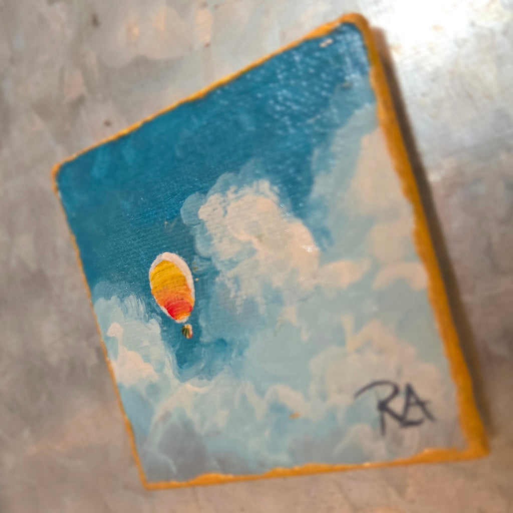 Candy Corn Balloon.  2.5x2.5 in Tiny Hand-painted Magnet.