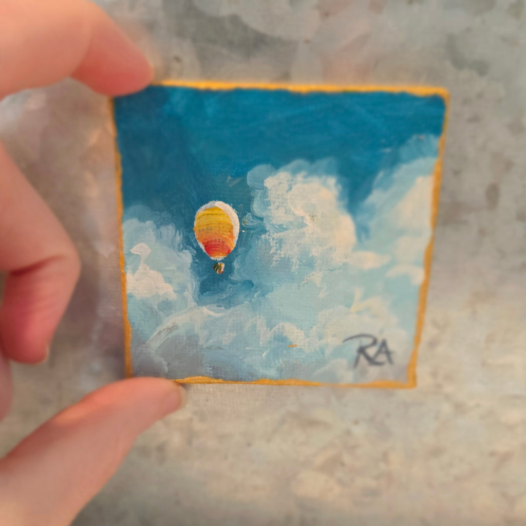 Candy Corn Balloon.  2.5x2.5 in Tiny Hand-painted Magnet.