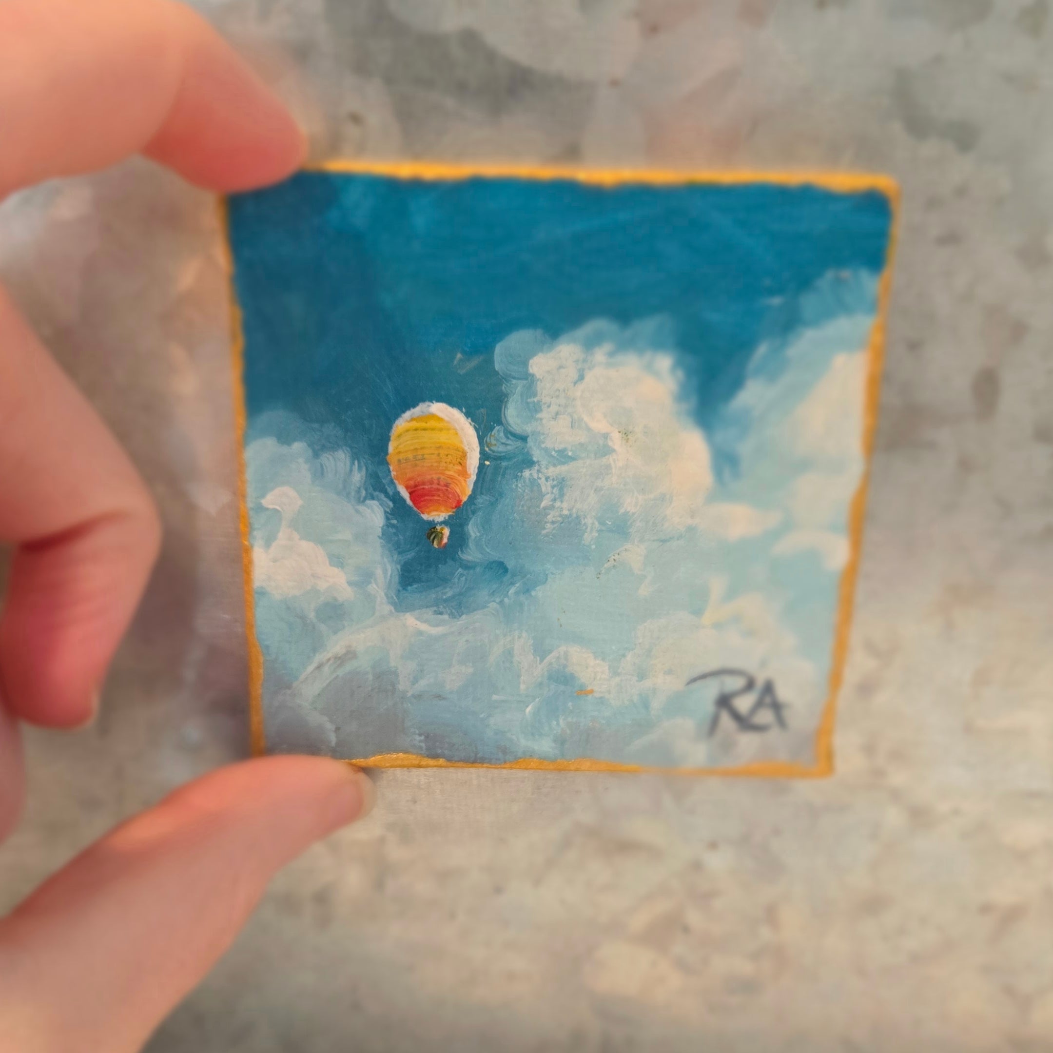 Candy Corn Balloon.  2.5x2.5 in Tiny Hand-painted Magnet.