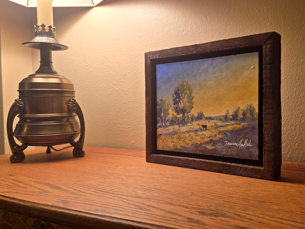 "Lone Moo." Black Angus cow. Original Painting by Roxanne Almblade