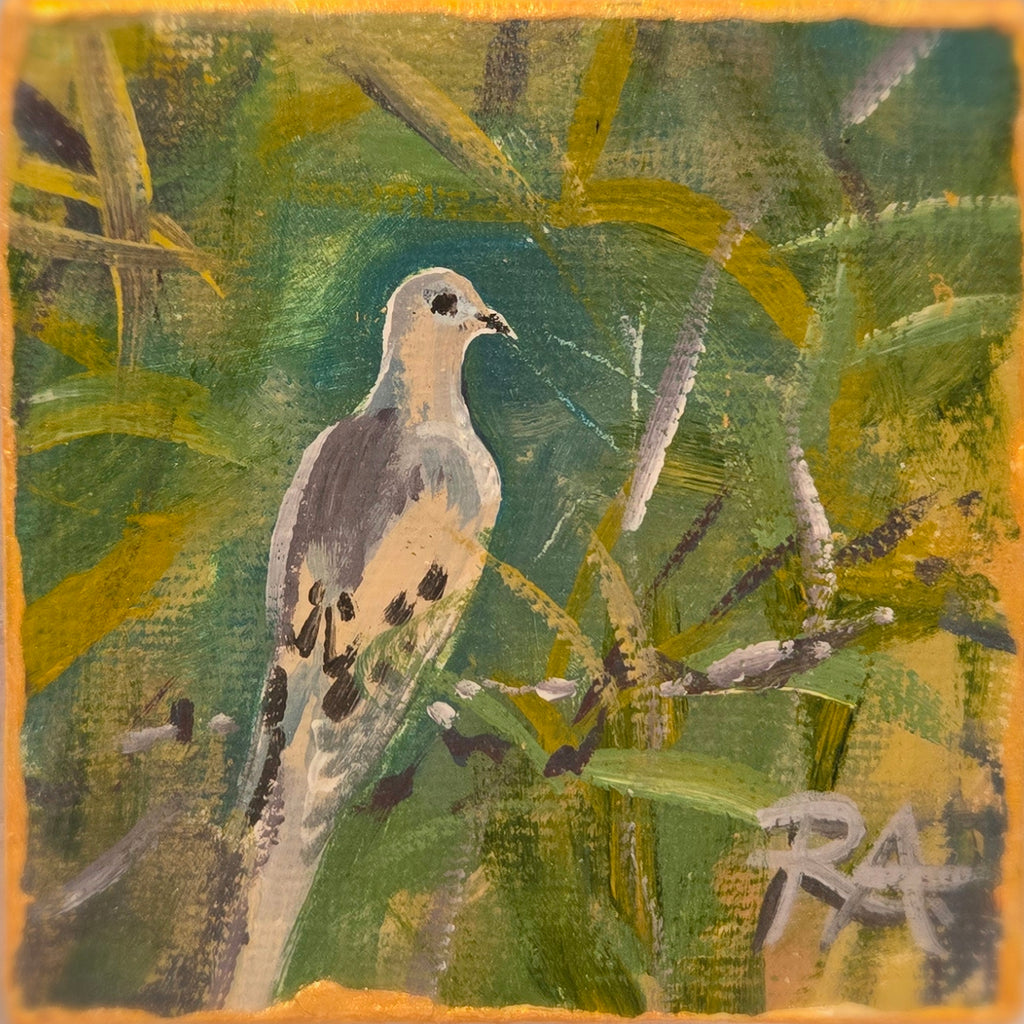 Morning Dove.  2.5x2.5 in Tiny Hand-painted Magnet.
