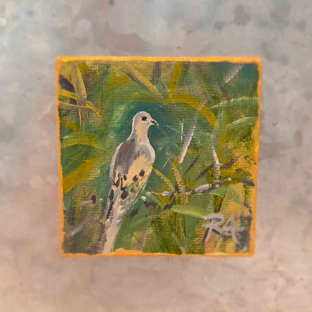 Morning Dove.  2.5x2.5 in Tiny Hand-painted Magnet.
