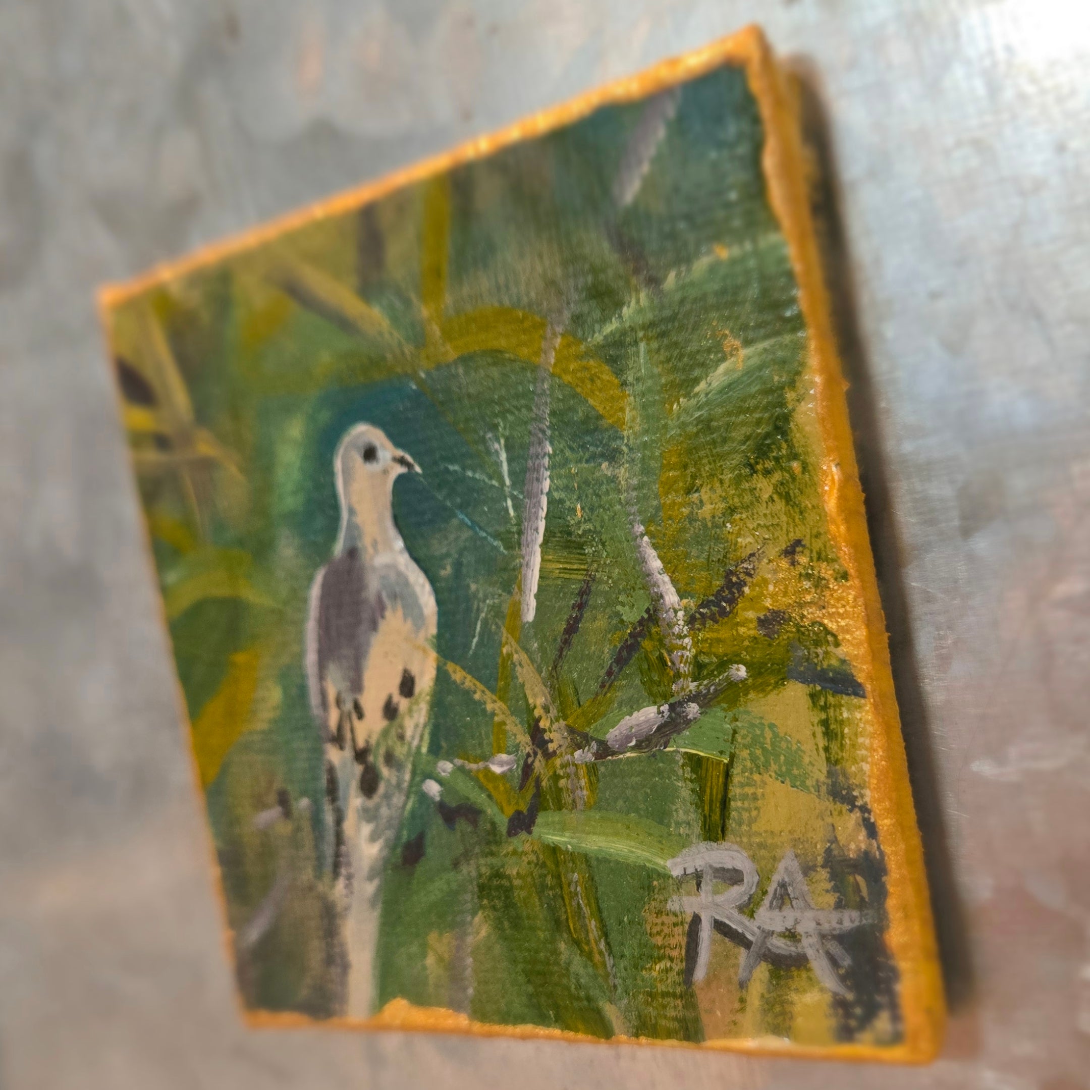 Morning Dove.  2.5x2.5 in Tiny Hand-painted Magnet.