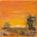 Orange Glow Sunset.  2.5x2.5 in Tiny Hand-painted Magnet.
