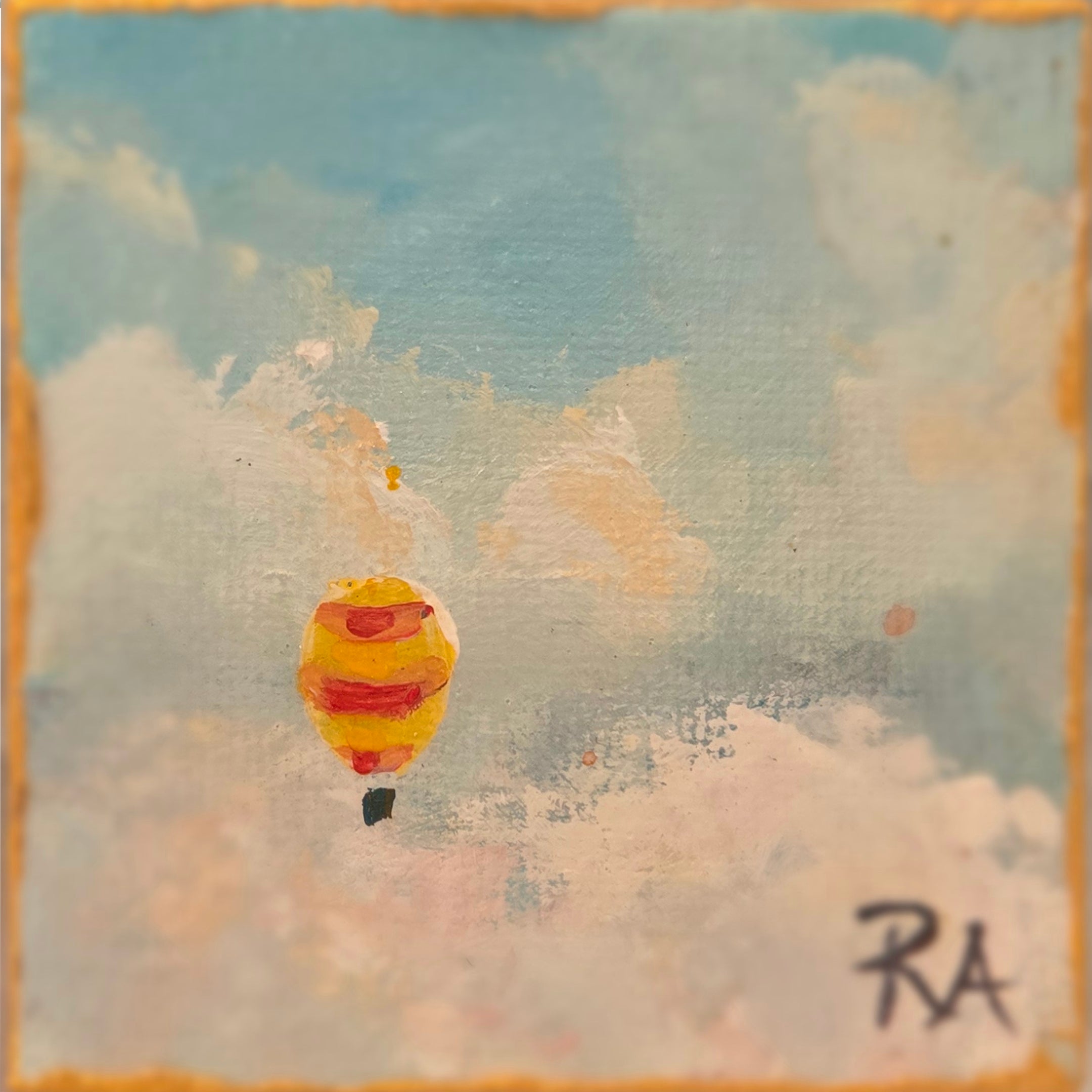 Balloon on the Wind.  2.5x2.5 in Tiny Hand-painted Magnet.