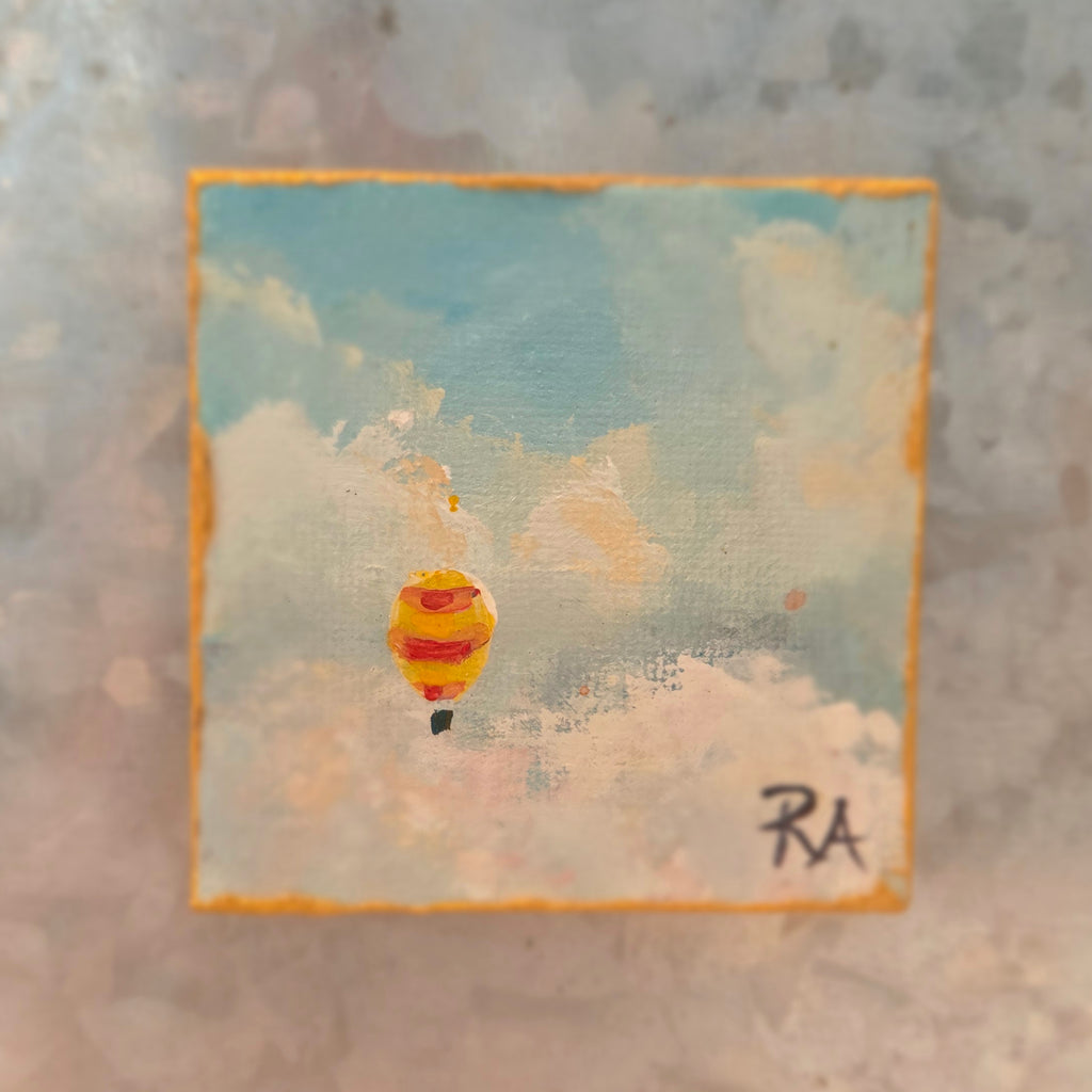 Balloon on the Wind.  2.5x2.5 in Tiny Hand-painted Magnet.