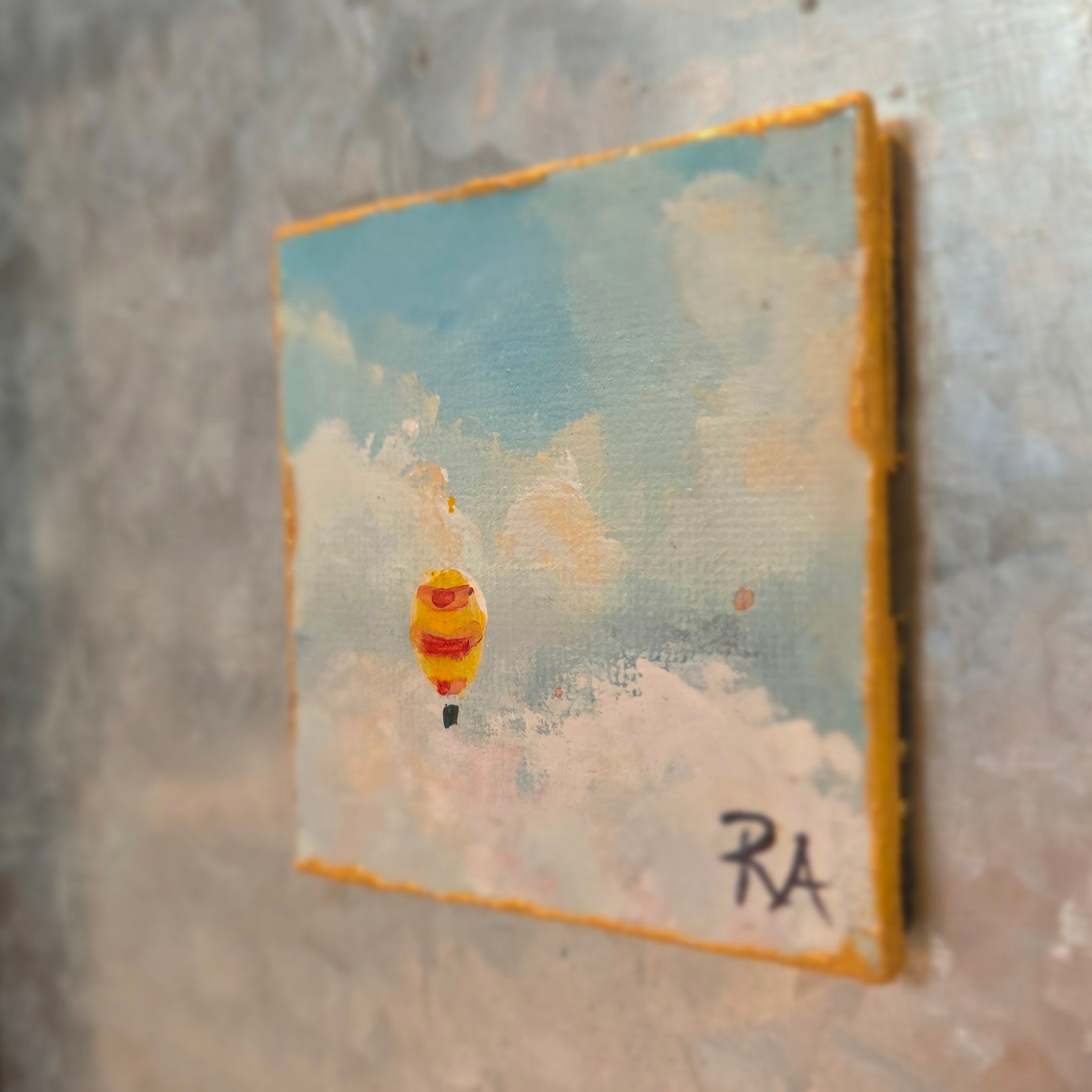 Balloon on the Wind.  2.5x2.5 in Tiny Hand-painted Magnet.