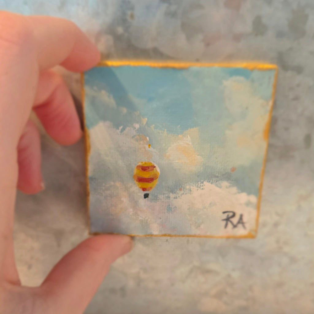 Balloon on the Wind.  2.5x2.5 in Tiny Hand-painted Magnet.
